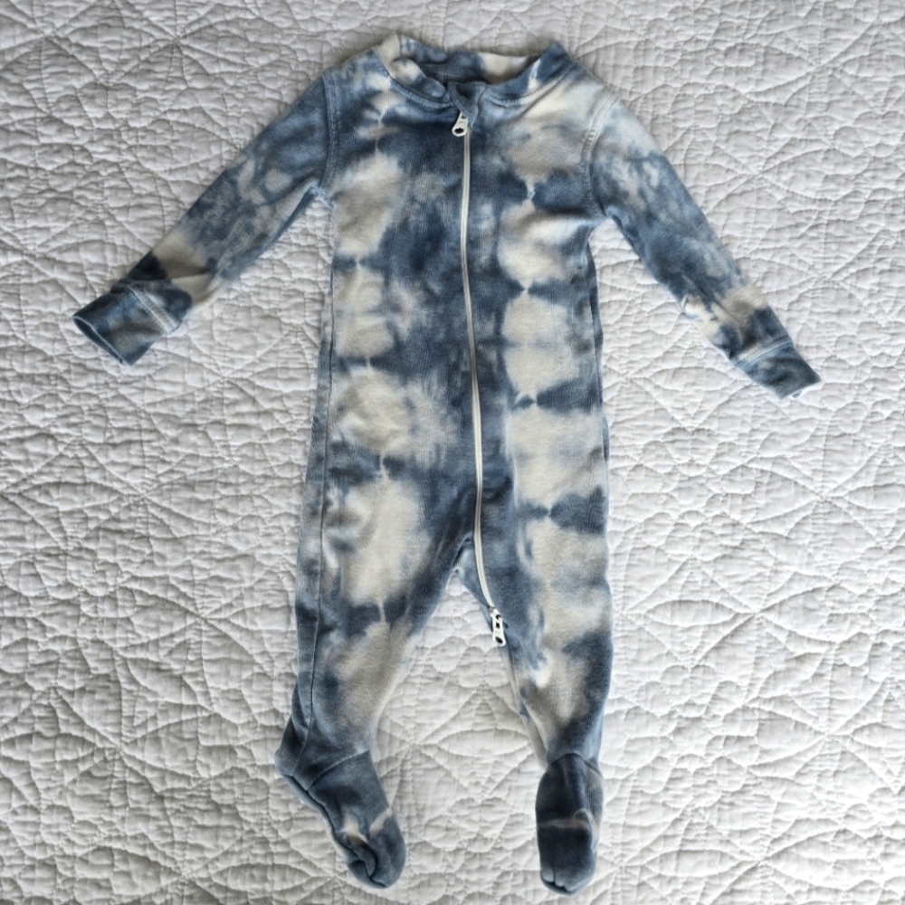 Rise Little Earthling 0-3m Organic Tie Dye Baby Footed Sleeper Footies Pajamas